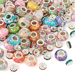 50Pcs Transparent Resin Rondelle European Beads&nbsp;RESI-TA0005-62