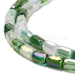 電気メッキガラスビーズセット  多面カット  コラム  ライムグリーン  6~6.5x4mm  穴：0.8mm  約80個/連  20.12~20.24インチ（51.1~51.4cm）&nbsp;EGLA-D030-08C