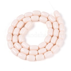 オペークガラスビーズ連売り  バレル  アンティークホワイト  9x6mm  穴：0.7~1mm  約42~44個/連  14.57~15.75''（37~40センチメートル）&nbsp;GLAA-T028-14P-A02