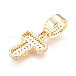 真鍮製マイクロパヴェキュービックジルコニアペンダント  文字L  透明  ゴールドカラー  文字.t  20x15x3.5mm  穴：6.5x9mm&nbsp;KK-D156-01G-T
