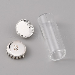 透明なガラス瓶ペンダント  真鍮ストッパー付き（取り外し可能）  コラム  銀  40x15mm&nbsp;GLAA-WH0039-01S