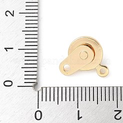 ラックメッキ真鍮スナップクラスプ  カドミウムフリー＆ニッケルフリー＆鉛フリー  長持ちメッキ  18KGP本金メッキ  15.5x9x5mm  穴：1.3と1.8mm&nbsp;KK-U052-04G