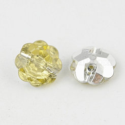 台湾アクリルラインストーンボタン  多面カット  1穴  花  ライトカーキ  15x7mm  穴：1mm&nbsp;BUTT-F021-15mm-33