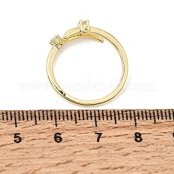 Brass Micro Pave Cubic Zirconia Cuff Open Rings for Women&nbsp;CU-CBAE7DF-44G