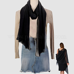 ソリッドカラーシフォンショール  女性用ラップ  ブラック  2000x700x0.5mm&nbsp;AJEW-WH20067-021C