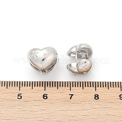 真鍮クリアキュービックジルコニアフープピアス  ハート  プラチナ  9x12x13mm&nbsp;EJEW-Q016-07P