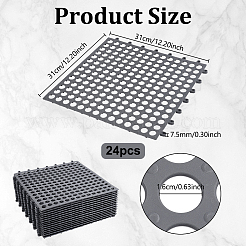 シャワールーム用 24枚入り 正方形 PVC プラスチック 滑り止めマット  グレー  310x310x7.5mm&nbsp;AJEW-WA0001-88