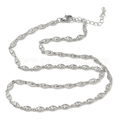 Brass Micro Pave Clear Cubic Zirconia Eye Link Chain Necklaces&nbsp;NJEW-G183-07P