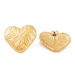 Ion Plating(IP) Heart 304 Stainless Steel Stud Earrings for Women&nbsp;EJEW-L272-033G-01