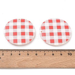 シマウッド両面プリントペンダント  タータンチェック柄のフラットラウンドいチャーム  ミックスカラー  39.5~40x5~5.5mm  穴：1.6mm&nbsp;WD-CBAAE3D-01