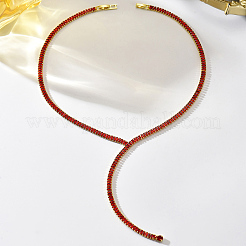 Simple Brass Pave Cubic Zirconia Geometric Tennis Y-shaped Necklaces for Women&nbsp;LN7822-1