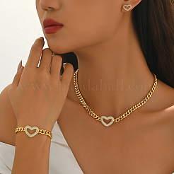 Women's Alloy Cubic Zirconia Bracelets & Stud Earrings & Necklaces Sets&nbsp;JG1562