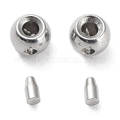 変色しない304ステンレススチールボールチープ  ラウンド  ステンレス鋼色  3.5x2.5mm  穴：1mm  内径：1.2mm&nbsp;STAS-K268-01B-P