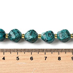 天然ゴマジャスパー染めビーズ連売り  多面カット  ツイスト  シードビーズで  ダークシアン  10x9~10x9~10mm  穴：1mm  約33~34個/連  15.04''~15.35''（38.2~39センチメートル）&nbsp;G-U023-A01-01