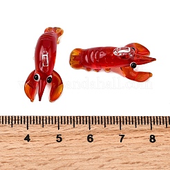 手作りランプワークペンダント  ロブスター  レッド  25~34x14~18x15~17mm  穴：2~4mm&nbsp;LAMP-L075-084