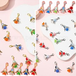 20個 10スタイルの天使ガラスとアクリルペンダント装飾  合金製ロブスター クロー クラスプ チャーム バッグ キー チェーン 飾り  ミックスカラー  34.5mm  2個/スタイル&nbsp;HJEW-SZ00003