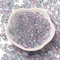 透明色ガラスラウンドビーズ  丸い穴  多面カット  蘭  6x5.5mm  穴：1.2mm  約2000個/ポンド&nbsp;SEED-F006-04A-07