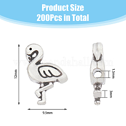 チベットスタイルの合金ビーズ200個。  フラミンゴ  アンティークシルバー  12x9.5x3mm  穴：1.5mm&nbsp;PALLOY-DC0001-26