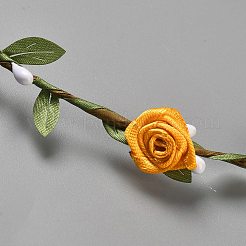 ポリエステル製の人工バラの花輪ヘッドバンドヘアバイン  女性用 女の子用 花冠 ヘッドバンド  オレンジ  内径：185~190mm&nbsp;AJEW-WH20019-03A