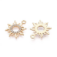 ラックメッキ合金ラインストーンペンダント  太陽光線  カドミウムフリー＆ニッケルフリー＆鉛フリー  ゴールドカラー  クリスタル  19x16.5x2mm  穴：1.6mm&nbsp;PALLOY-T091-20A-G