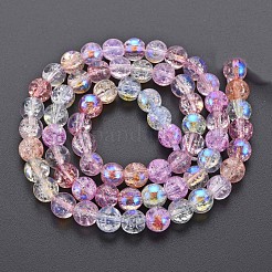 Electroplate Crackle Glass Bead Strands&nbsp;GLAA-S192-C-007B