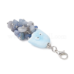 4Pcs Natural Gemstone Chips & Handmade Porcelain Octopus Pendant Decorations&nbsp;HJEW-JM04769