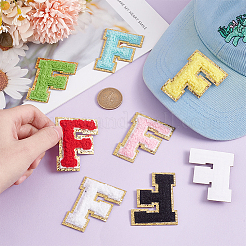16個 8色 コンピュータータオル刺繍布 粘着パッチ  シェニールアップリケ  文字F  54.5x43x4mm  2個/カラー&nbsp;PATC-PH0001-07C