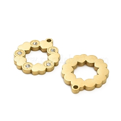 304ステンレスペンダント  ラインストーン付き  ハート  イオンプレーティング（ip）  18KGP本金メッキ  18x16x2mm  穴：1.5mm&nbsp;STAS-A118-01F-G