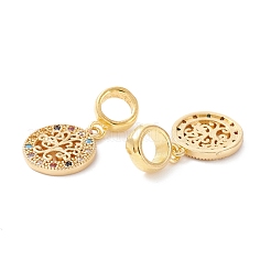 Brass Cubic Zirconia European Dangle Charms&nbsp;KK-B037-02G