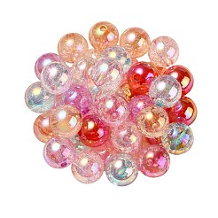 UVメッキ透明レインボー虹色アクリルビーズ  バブルビーズ  ラウンド  ミックスカラー  15~15.5x15.5~16mm  穴：2.6~2.7mm&nbsp;X-TACR-D010-07