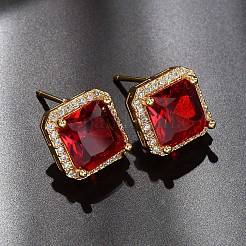 Brass Micro Pave Cubic Zirconia Stud Earrings for Women&nbsp;EJEW-F418-14G