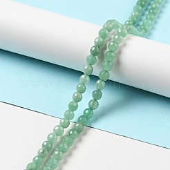 天然石グリーンアベンチュリンビーズ連売り  ファセット（128ファセット）  ラウンド  6.5mm  穴：1mm  約59~65個/連  13.78~14.96インチ（35~38cm）&nbsp;G-E571-40