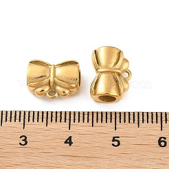 304ステンレス鋼チューブベイル  ループベイル  蝶結び  14KGP本金メッキ  9x11.5x5.5mm  穴：3.5mm  内径：4mm&nbsp;STAS-Z052-06G