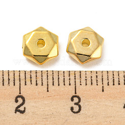 CCBプラスチックビーズ  多面カット六角形  ゴールドカラー  7x6.5x2.5mm  穴：1.4mm&nbsp;FIND-G064-17G
