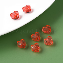 透明なアクリルビーズ  ハート  サクランボ色  8x8.5x5.5mm  穴：2.5mm  約2030個/500g&nbsp;MACR-S373-95-B06