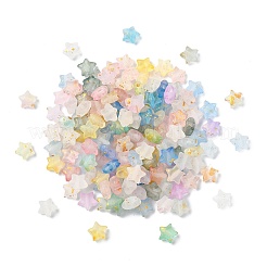 フロストアクリルビーズ200個  金フォイル  スター  ミックスカラー  9x10x5mm  穴：1.6mm&nbsp;FACR-CJ0001-19