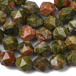 天然石ユナカイトビーズ連売り  スターカットラウンドビーズ  多面カット  7~8x7~8x7~8mm  穴：1mm  約46~47個/連  14.72''~15''（37.4~38.1センチメートル）&nbsp;G-Z119-A31-02