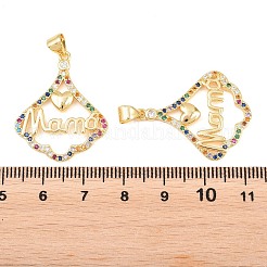Brass Micro Pave Cubic Zirconia Pendants&nbsp;KK-D232-20G-02