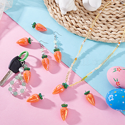 ニンジンABカラー樹脂ペンダント12個  プラチナメッキの鉄製ループ付き野菜チャーム  オレンジ  34~37x15~16mm  穴：2mm&nbsp;RESI-PH0002-47