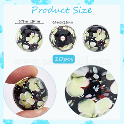 10Pcs Handmade Inner Flower Lampwork Beads&nbsp;LAMP-PA0001-02C