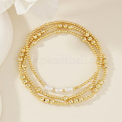 3Pcs Brass Round Beads Stretch Bracelets for Women&nbsp;UW6152