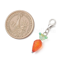 にんじんアクリル＆ガラスペンダントデコレーション20個  合金製カニカン付き  プラチナ  36.5mm&nbsp;HJEW-JM04664-02
