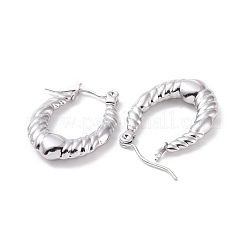 変色しない304ステンレススチール製フープピアス（女性用）  オーバル  ステンレス鋼色  23x16.5x4mm  ピン：0.8mm&nbsp;EJEW-F287-08P