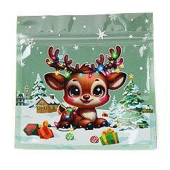 クリスマスをテーマにした再封可能なプラスチック袋  ジップトップバッグ  セルフシールバッグ  トップシール  ミックスカラー  13.3x13.5x0.3cm&nbsp;ABAG-Q053-07A