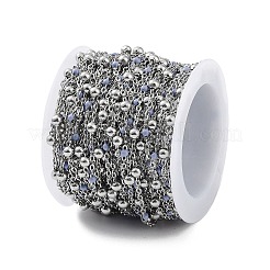 304ステンレススチールアズキチェーン  エナメル  ハンダ付け  ライトスチールブルー  ビーズ：3.5~3.6x3.5mm  リンク：5x2x2mmと2x1.5x0.3mm&nbsp;CHS-F019-01P-04