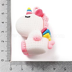 PVC不透明プラスチック大きなペンダント  ユニコーン  ホワイト  51x35x22.5mm  穴：2mm&nbsp;KY-D022-01C