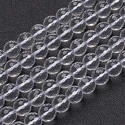 天然石ビーズ連売り  水晶振動子  ファセット（128ファセット）  ラウンド  合成結晶  10mm  穴：1mm  約39個/連  15.5インチ&nbsp;GSFR10mm187-128