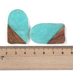 レジン＆ウッドパーツ  アーチチャーム  アクアマリン  38x22.5x3.5mm  穴：2mm&nbsp;WOOD-F015-13H