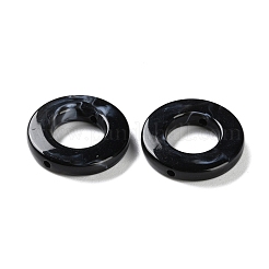 不透明なアクリルビーズ  ツートン  フラットラウンド  ブラック  21x5mm  穴：2mm  約208個/500g&nbsp;OACR-M015-07
