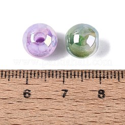 UVメッキツートンカラー不透明樹脂ビーズ  虹色の  ラウンド  ミックスカラー  9.5mm  穴：2.8mm&nbsp;RESI-Q233-10MM-01